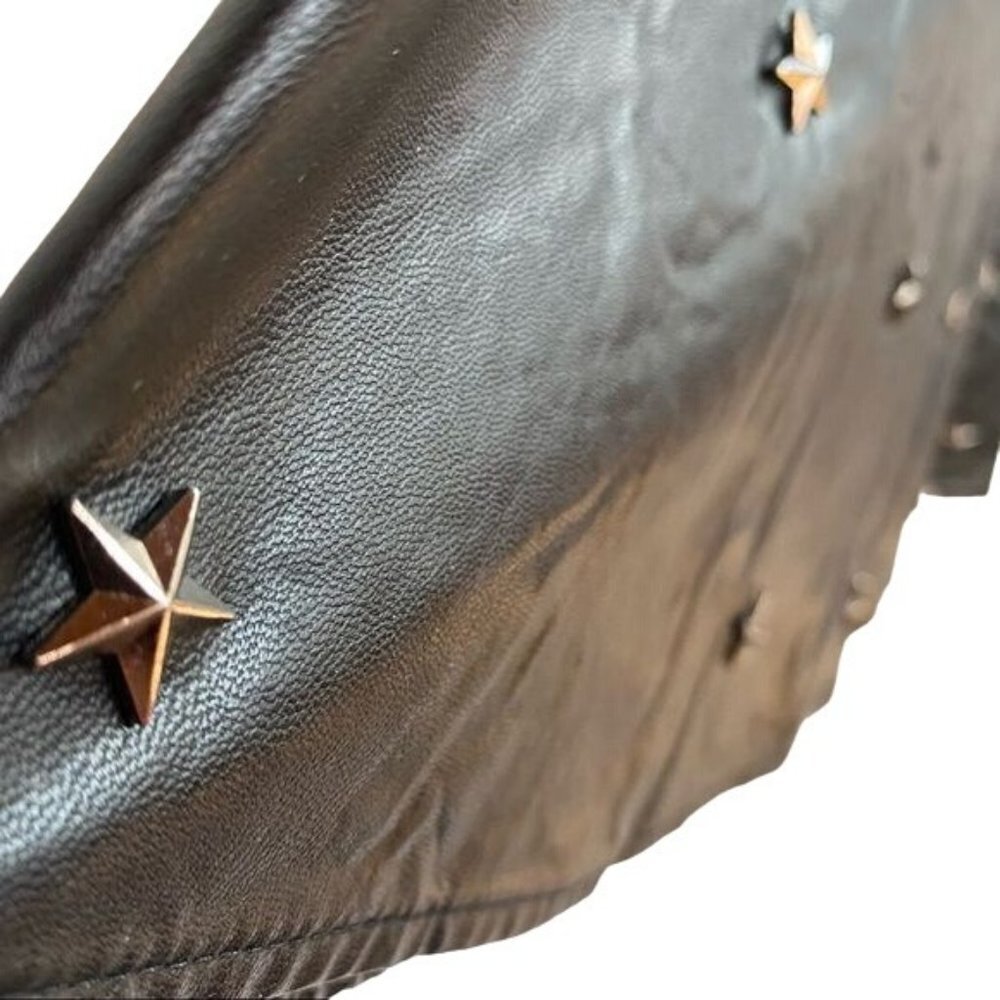 Sans Souci Star Studded Black Metal Vegan Leather Skirt Size L - Picture 10 of 12